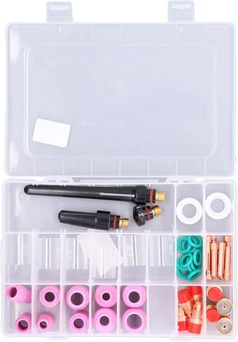49 Pieces TIG Welding Accessory Kit Copper and Quartz Tools for WP-17 WP-18 WP-26 Including Glass Cups Nozzles Collets and More in Saudi Arabia