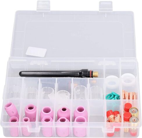 49 Pieces TIG Welding Accessory Kit Copper and Quartz Tools for WP-17 WP-18 WP-26 Including Glass Cups Nozzles Collets and More in Saudi Arabia