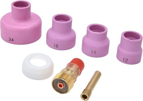 7Pcs TIG Welding Accessory Set with Ceramic Nozzle Collet Gas Lens Cup Gasket Suitable for WP17 18 26 Welding Gun High Quality Materials Practical and Convenient in Saudi Arabia