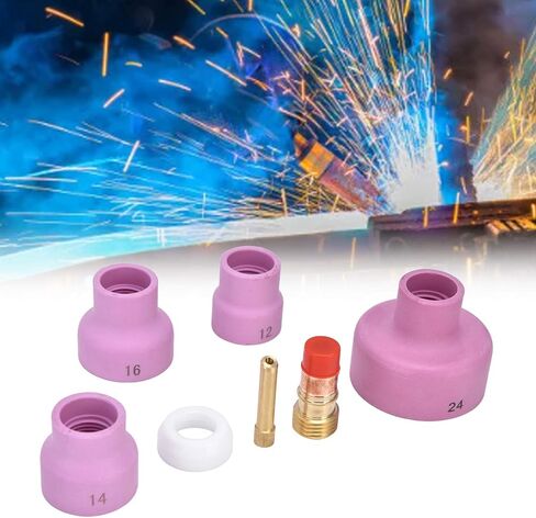 7Pcs TIG Welding Accessory Set with Ceramic Nozzle Collet Gas Lens Cup Gasket Suitable for WP17 18 26 Welding Gun High Quality Materials Practical and Convenient in Saudi Arabia