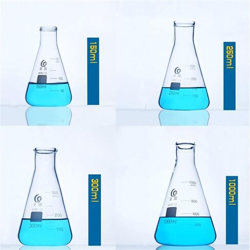 1 Set Glass Conical Flask Glass Erlenmeyer Triangular Measuring Bottle Resistance Lab in Saudi Arabia
