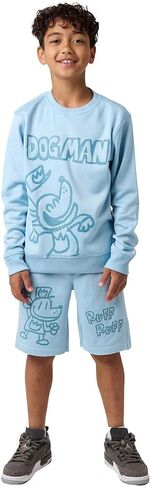 Bioworld Dog Man Puff Ruff Boy's 2-Pack Crew Neck Long Sleeve Sweatshirt & Lounge Shorts Set in Saudi Arabia