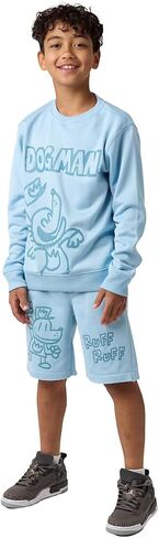 Bioworld Dog Man Puff Ruff Boy's 2-Pack Crew Neck Long Sleeve Sweatshirt & Lounge Shorts Set in Saudi Arabia
