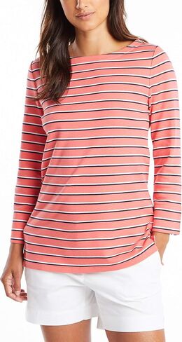 Nautica Women's Boatneck 3/4 Sleeve 100% Cotton Shirt in Saudi Arabia