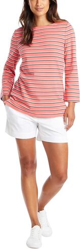 Nautica Women's Boatneck 3/4 Sleeve 100% Cotton Shirt in Saudi Arabia