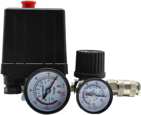 Air Compressor Pump Pressure Control Switch 4 Port 220V/380V Manifold Relief Regulator 30-120PSI Control Valve with Gauge(220V) in Saudi Arabia