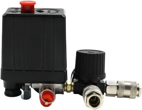 Air Compressor Pump Pressure Control Switch 4 Port 220V/380V Manifold Relief Regulator 30-120PSI Control Valve with Gauge(220V) in Saudi Arabia