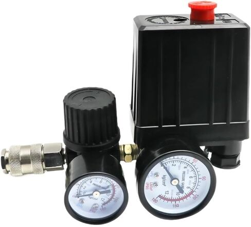Air Compressor Pump Pressure Control Switch 4 Port 220V/380V Manifold Relief Regulator 30-120PSI Control Valve with Gauge(220V) in Saudi Arabia