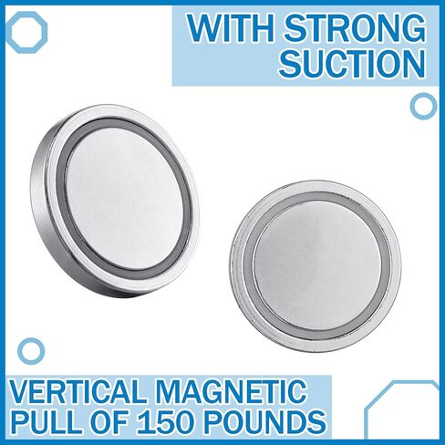 Flutesan 8 Pack Neodymium Round Magnet Heavy Duty with 1/4''-20 Male Threaded Stud 150 lb Powerful Magnet Base with Nut and Washer Mounting for Lighting Camera and Outdoor Tools(8 Pieces) in Saudi Arabia