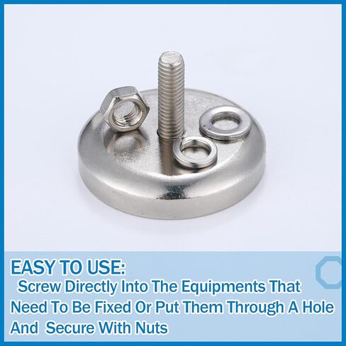 Flutesan 8 Pack Neodymium Round Magnet Heavy Duty with 1/4''-20 Male Threaded Stud 150 lb Powerful Magnet Base with Nut and Washer Mounting for Lighting Camera and Outdoor Tools(8 Pieces) in Saudi Arabia