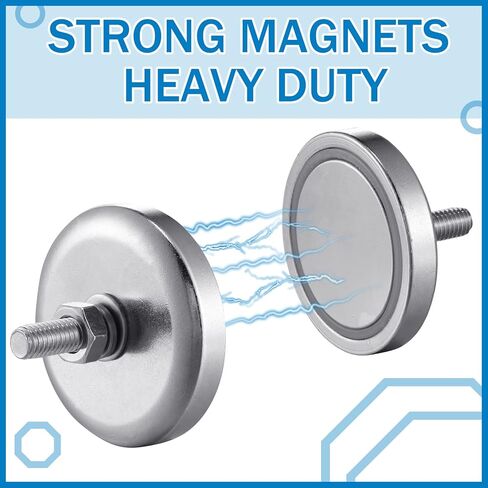 Flutesan 8 Pack Neodymium Round Magnet Heavy Duty with 1/4''-20 Male Threaded Stud 150 lb Powerful Magnet Base with Nut and Washer Mounting for Lighting Camera and Outdoor Tools(8 Pieces) in Saudi Arabia