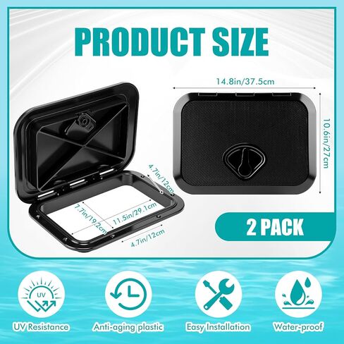 2 PCS Marine Deck Access Access Hatch Rectangle Boat Deck Hatch & Lid مع 20 مساميرًا غير قسيمة لليخوت البحرية RV التهوية الشاحنة. in Kuwait