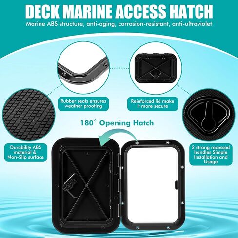 2 PCS Marine Deck Access Access Hatch Rectangle Boat Deck Hatch & Lid مع 20 مساميرًا غير قسيمة لليخوت البحرية RV التهوية الشاحنة. in Kuwait