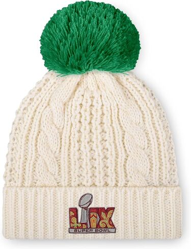 FOCO Philadelphia Eagles NFL Super Bowl LIX Champions Retro Logo White Cable Knit Pom Beanie in Saudi Arabia