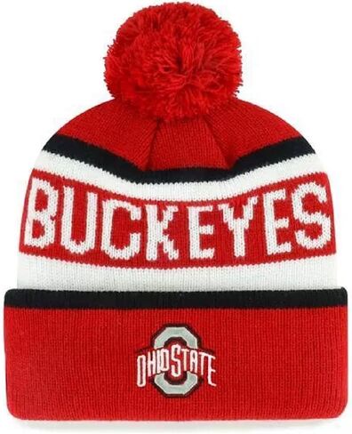 Officially Licensed Ohio State Classic Beanie Knit Pom Cuffed Hat Embroidered Logo Cap (Multi) in Saudi Arabia