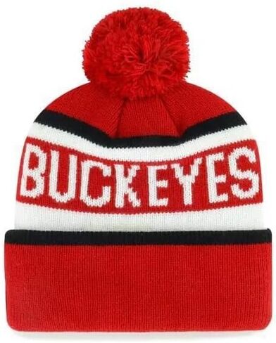 Officially Licensed Ohio State Classic Beanie Knit Pom Cuffed Hat Embroidered Logo Cap (Multi) in Saudi Arabia