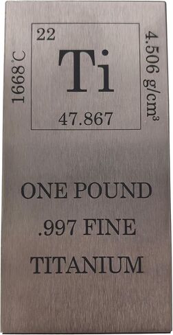 1 رطل كتلة التيتانيوم - 0.5 "× 2.5" × 5 " - 99.7 ٪ TI النقي - سبيكة مستطيلة مع حواف مشطو in Saudi Arabia