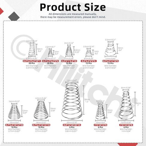 Hilitchi 149pcs 15 Sister Spring Liftment Kits Stafless Steel Springs Extension Springs for Shop and Home Relpairs (Silver) in Saudi Arabia