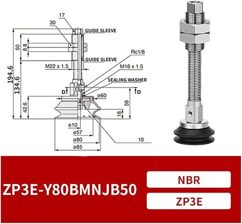 ZP3E-Y63/80/100/125BMNJB10/30/50 Industrial Manipulator Heavy Duty Vacuum Suction Sucker Set 1Pcs(ZP3E-Y100BMNJB50) in Saudi Arabia