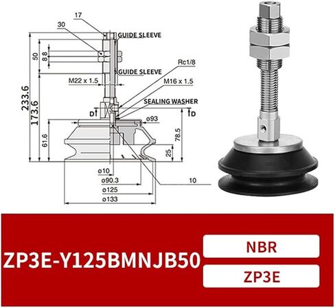 ZP3E-Y63/80/100/125BMNJB10/30/50 Industrial Manipulator Heavy Duty Vacuum Suction Sucker Set 1Pcs(ZP3E-Y100BMNJB50) in Saudi Arabia