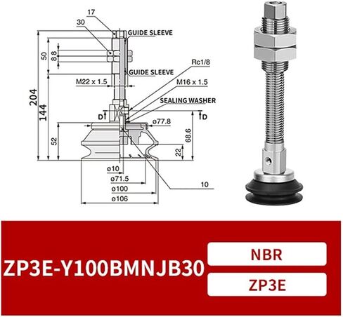 ZP3E-Y63/80/100/125BMNJB10/30/50 Industrial Manipulator Heavy Duty Vacuum Suction Sucker Set 1Pcs(ZP3E-Y100BMNJB50) in Saudi Arabia