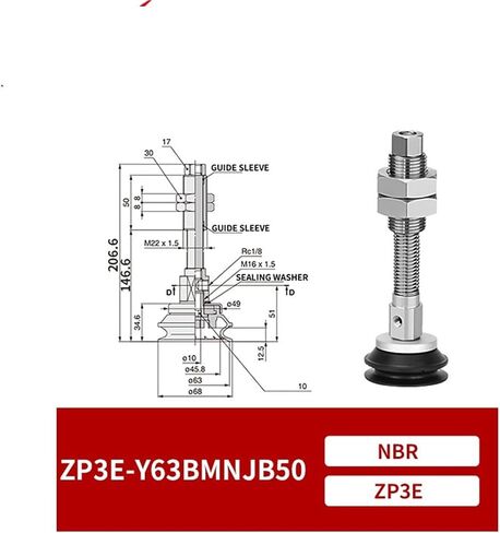ZP3E-Y63/80/100/125BMNJB10/30/50 Industrial Manipulator Heavy Duty Vacuum Suction Sucker Set 1Pcs(ZP3E-Y100BMNJB50) in Saudi Arabia