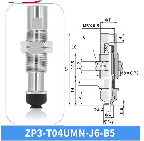 SMC ZP3-T04/06/08UMN-J/K3/6/10 Metal Connecting Rod Industrial Vacuum Suction Cup 1Pcs(ZP3-T06UMN-K6-B5) in Saudi Arabia