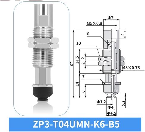SMC ZP3-T04/06/08UMN-J/K3/6/10 Metal Connecting Rod Industrial Vacuum Suction Cup 1Pcs(ZP3-T06UMN-K6-B5) in Saudi Arabia