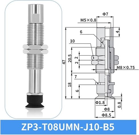 SMC ZP3-T04/06/08UMN-J/K3/6/10 Metal Connecting Rod Industrial Vacuum Suction Cup 1Pcs(ZP3-T06UMN-K6-B5) in Saudi Arabia