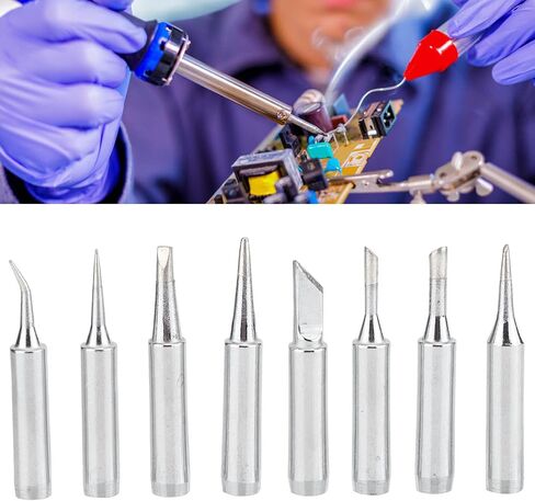 8pcs نصائح لحام النحاس من الرؤوس الفضية استبدال اللون لمكواة اللحام الكهربائي ومحطات اللحام أشكال مختلفة مخروطية حدوة الحصان المسطح in Saudi Arabia