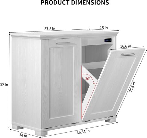 Tilt Out Trash Can Can Frainet ، 10 Gallons Trash Cabinet مع وظيفة إزالة التزييب ، وعلب القمامة القصيرة الخشبية للمنزل والمطبخ المخفي العائق ، الأسود in Saudi Arabia