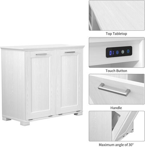 Tilt Out Trash Can Can Frainet ، 10 Gallons Trash Cabinet مع وظيفة إزالة التزييب ، وعلب القمامة القصيرة الخشبية للمنزل والمطبخ المخفي العائق ، الأسود in Saudi Arabia