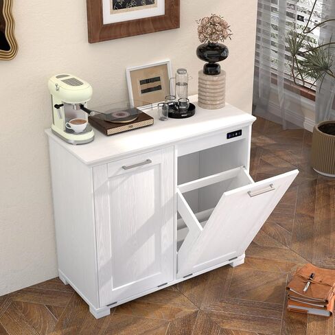 Tilt Out Trash Can Can Frainet ، 10 Gallons Trash Cabinet مع وظيفة إزالة التزييب ، وعلب القمامة القصيرة الخشبية للمنزل والمطبخ المخفي العائق ، الأسود in Saudi Arabia