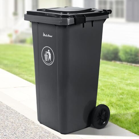 32 Gallon Recycling Rollout Trash Can with Lid, Commercial Heavy-Duty Wheeled Outdoor Garbage Can, Blue in Kuwait