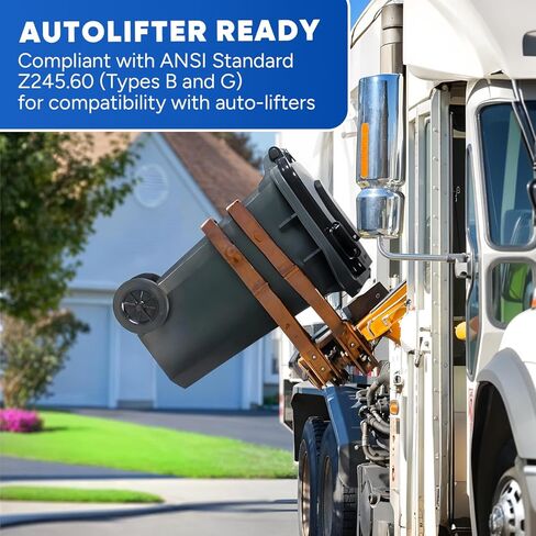 32 Gallon Recycling Rollout Trash Can with Lid, Commercial Heavy-Duty Wheeled Outdoor Garbage Can, Blue in Kuwait