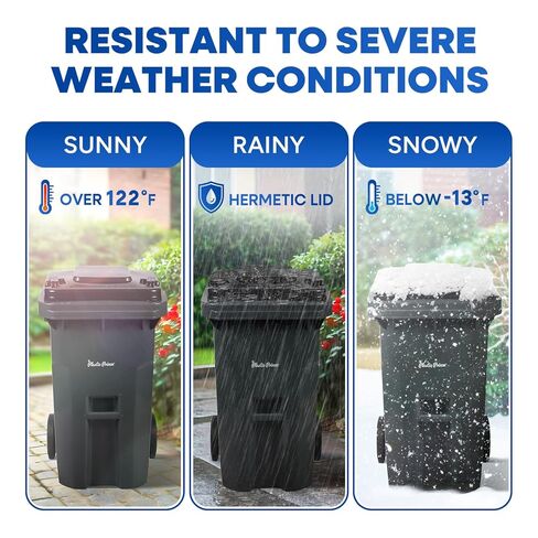 32 Gallon Recycling Rollout Trash Can with Lid, Commercial Heavy-Duty Wheeled Outdoor Garbage Can, Blue in Kuwait