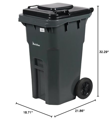 32 Gallon Recycling Rollout Trash Can with Lid, Commercial Heavy-Duty Wheeled Outdoor Garbage Can, Blue in Kuwait