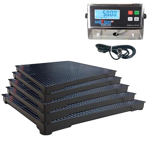 SellEton SL-700-2x3 | 24" x 36" (2x3) Multi-Pack Floor Scales with Indicator, Industrial and Warehouse Uses | 5X Multi-Pack in Black | 5000 lb x 1 lb in Saudi Arabia