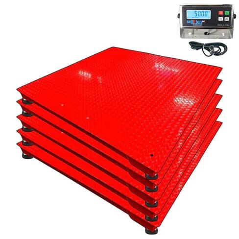 SellEton SL-700-2x3 | 24" x 36" (2x3) Multi-Pack Floor Scales with Indicator, Industrial and Warehouse Uses | 5X Multi-Pack in Red | 10,000 lb x 1 lb in Kuwait