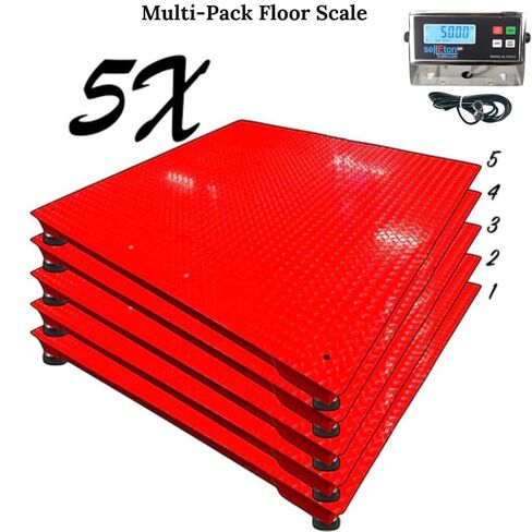 SellEton SL-700-2x3 | 24" x 36" (2x3) Multi-Pack Floor Scales with Indicator, Industrial and Warehouse Uses | 5X Multi-Pack in Red | 10,000 lb x 1 lb in Kuwait