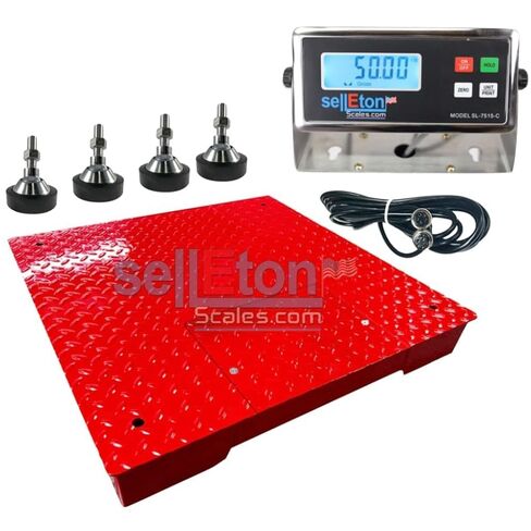SellEton SL-700-2x3 | 24" x 36" (2x3) Multi-Pack Floor Scales with Indicator, Industrial and Warehouse Uses | 5X Multi-Pack in Red | 10,000 lb x 1 lb in Kuwait