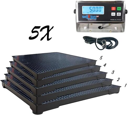 SELLETON SL-700-2X3 | 24 "× 36" (2 × 3) مقاييس أرضية متعددة الحزم مع مؤشر ، والاستخدامات الصناعية والمستودعات تستخدم | 5x حزمة متعددة باللون الأسود | 1000 رطل × 0.2 رطل in Saudi Arabia