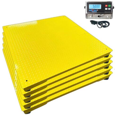 SellEton SL-700-2x3 | 24" x 36" (2x3) Multi-Pack Floor Scales with Indicator, Industrial and Warehouse Uses | 5X Multi-Pack in Yellow | 2,500 lb x 0.5 lb in Saudi Arabia