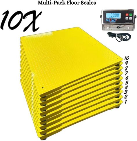SellEton SL-700-2x3 | 24" x 36" (2x3) Multi-Pack Floor Scales with Indicator, Industrial and Warehouse Uses | 10x Multi-Pack in Yellow | 5000 lb x 1 lb in Saudi Arabia