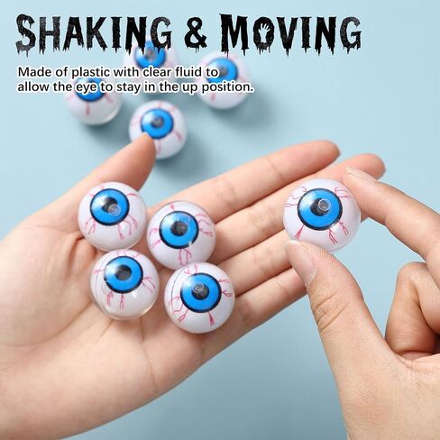 20 Pcs Halloween Plastic Eyeballs 10 Pairs Fake Eye Balls Halloween Decor 1.2" Scary Realistic Eyeball Moving Wobbly Toys for Horror Props Trick or Treat Party Cosplay(Muti Color) in Saudi Arabia