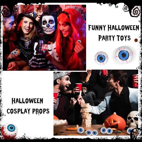 20 Pcs Halloween Plastic Eyeballs 10 Pairs Fake Eye Balls Halloween Decor 1.2" Scary Realistic Eyeball Moving Wobbly Toys for Horror Props Trick or Treat Party Cosplay(Muti Color) in Saudi Arabia