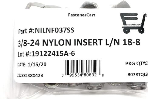 3/8-24 NYLON INSERT LOCK NUTS (خيط غير جيد) 18-8 الفولاذ المقاوم للصدأ (25 جهاز كمبيوتر) in Saudi Arabia