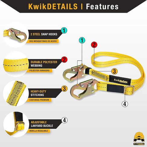 KwikSafety Positioning Lanyard - 4' to 6' Adjustable, No Shock Absorber, ANSI/OSHA Rated for Tree Climbing, Roof Work, Safety Harnesses - Copperhead in Saudi Arabia