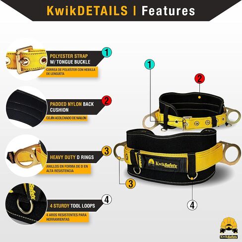 KwikSafety Positioning Lanyard - 4' to 6' Adjustable, No Shock Absorber, ANSI/OSHA Rated for Tree Climbing, Roof Work, Safety Harnesses - Copperhead in Saudi Arabia