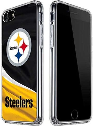 Skinit Clear Phone Case متوافق مع iPhone SE (2nd & 3rd Gen) - تصميم NFL Pittsburgh Steelers المرخص رسميًا in Saudi Arabia